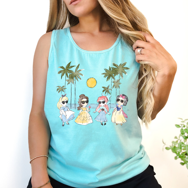 Beach Princesses on Chalky Mint Tank PREORDER