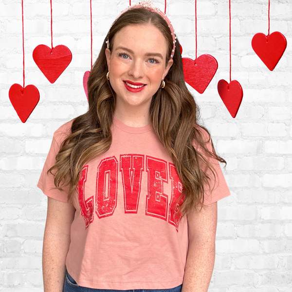 LOVER on Valentine's Pink Women's Crop Tee