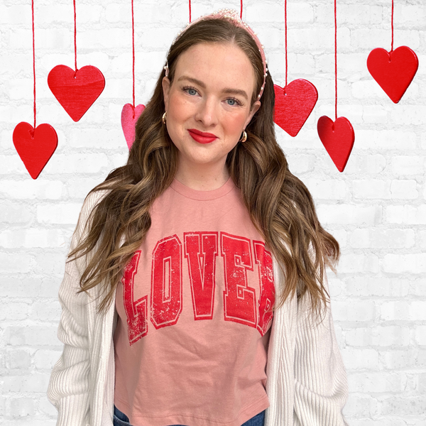 LOVER on Valentine's Pink Women's Crop Tee