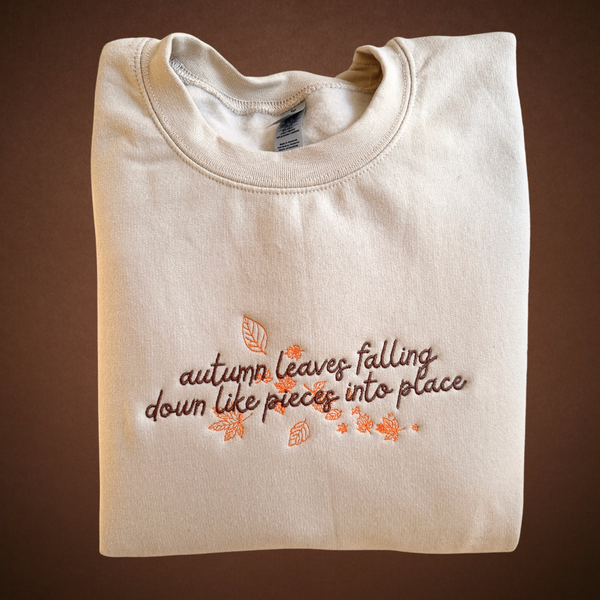 Autumn Leaves Falling Down Like Pieces Into Place on Sand Gildan Heavy Blend Sweatshirt PREORDER