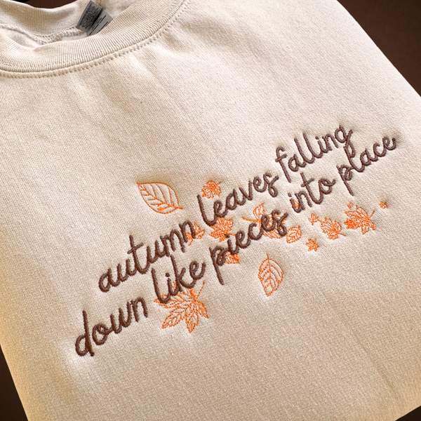 Autumn Leaves Falling Down Like Pieces Into Place on Sand Gildan Heavy Blend Sweatshirt PREORDER