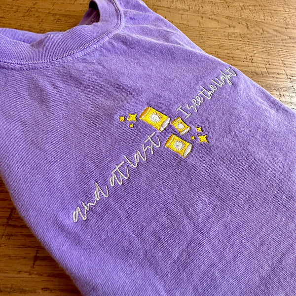 And At Last I See The Light on Violet Comfort Colors Tee
