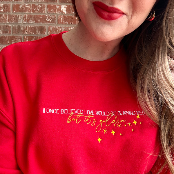 But It's Golden on Red Heavy Blend Sweatshirt