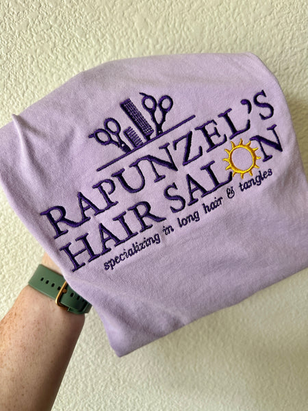 Rapunzel's Hair Salon on Orchid Tee