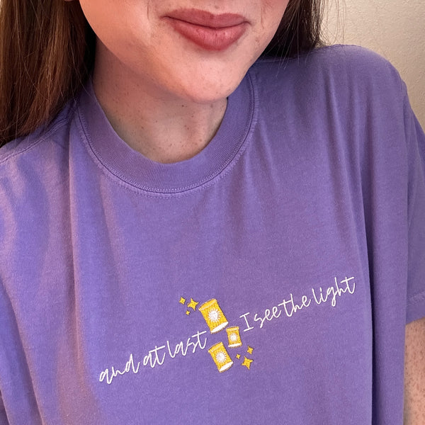 And At Last I See The Light on Violet Comfort Colors Tee