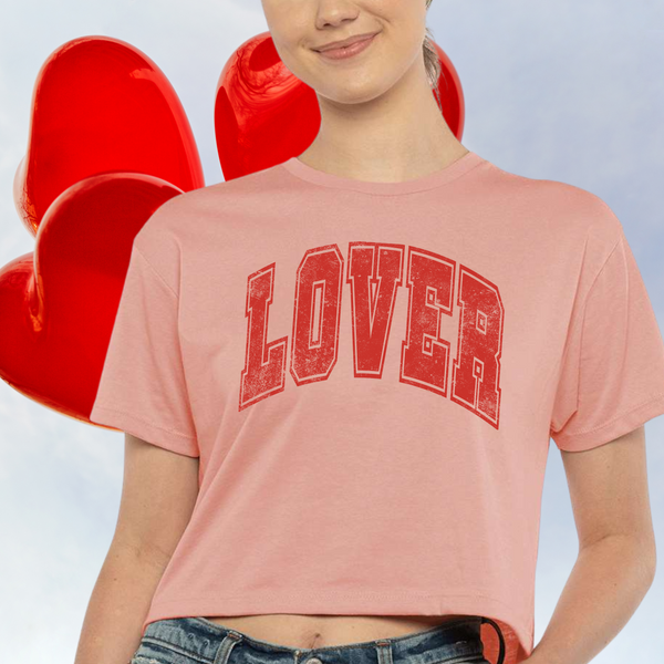 LOVER on Valentine's Pink Women's Crop Tee