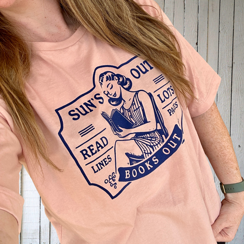 Sun's Out, Books Out on Peach Women's Boxy Tee