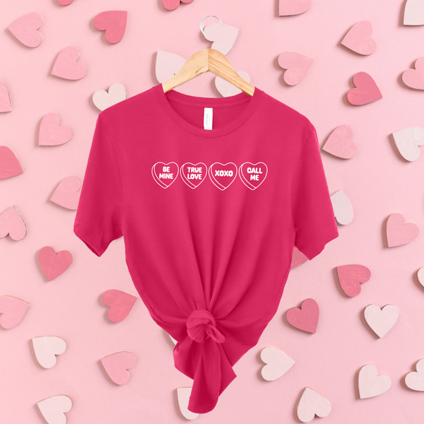 Conversation Hearts Tee in Fuchsia