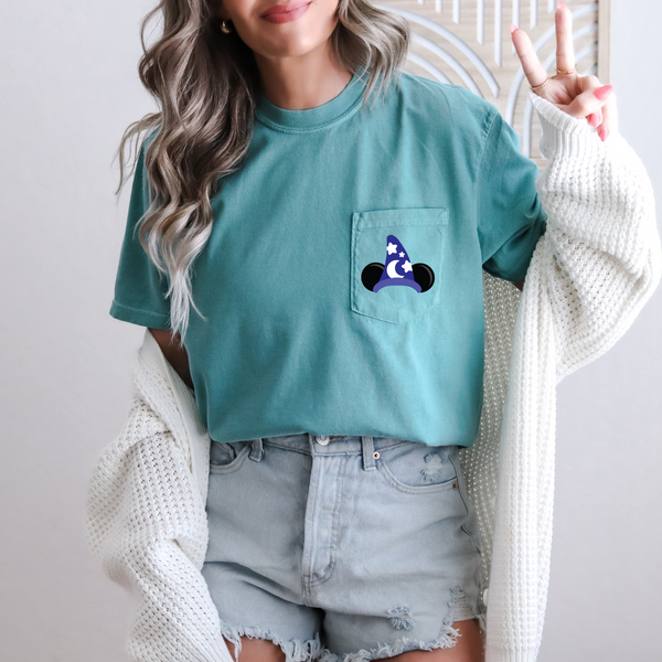 Sorcerer's Hat on Seafoam Pocket Tee (Youth Sizes Available!) PREORDER