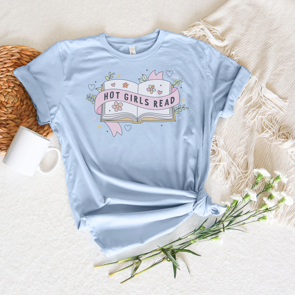 Hot Girls Read Tee in Light Blue