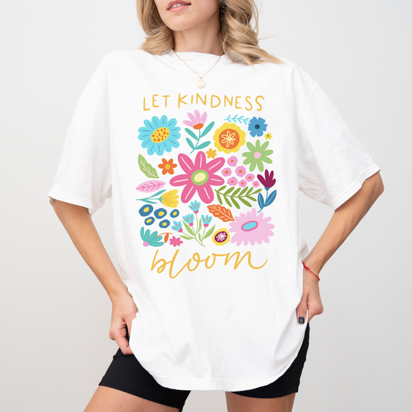 Let Kindness Bloom on Crisp White Tee
