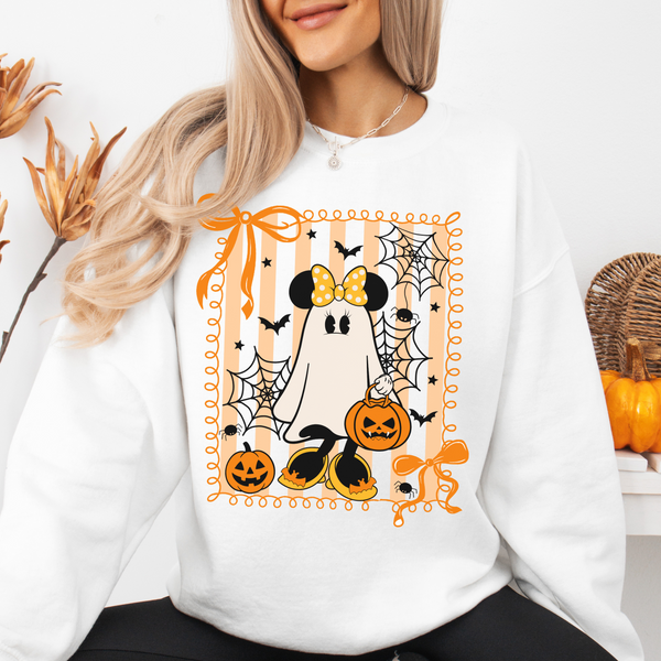 Halloween Minnie on White Sweatshirt PREORDER