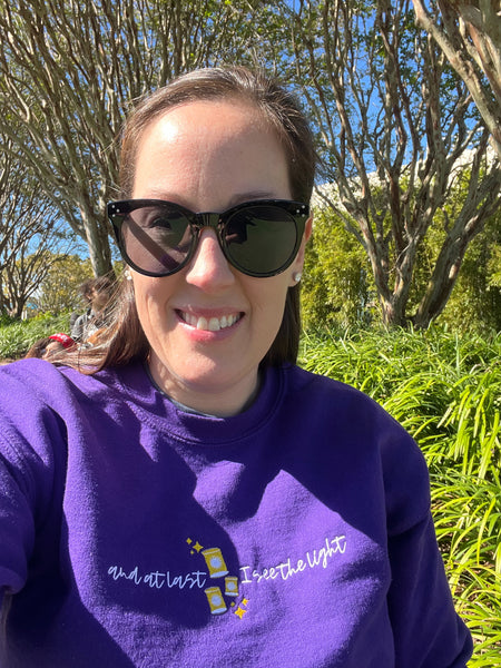 And At Last I See The Light on Princess Purple Gildan Heavy Blend Sweatshirt PREORDER