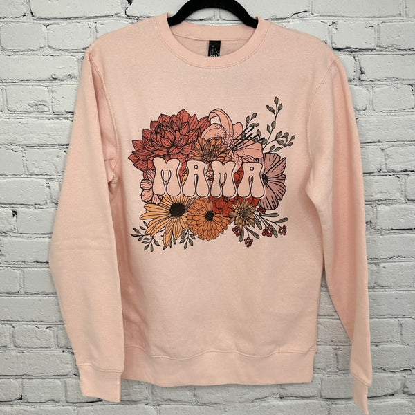Retro Floral Mama on Rosewater Sweatshirt