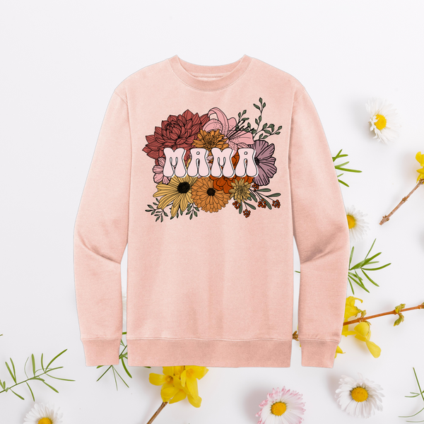 Retro Floral Mama on Rosewater Sweatshirt