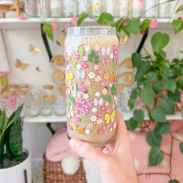 20oz Floral Garden Glass Tumbler