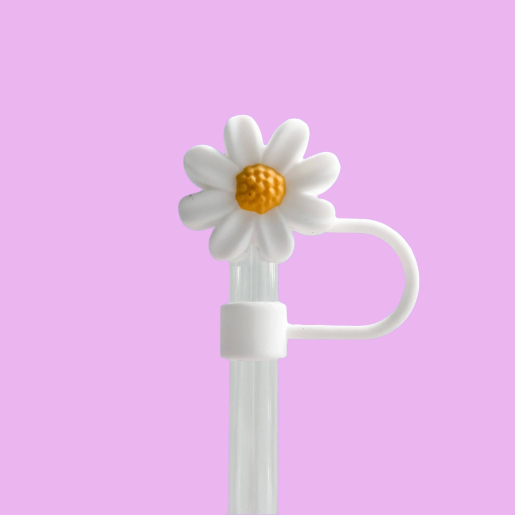 White Sunflower Large Straw Topper