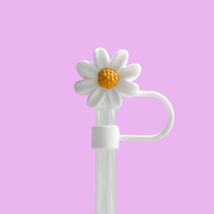 White Sunflower Large Straw Topper