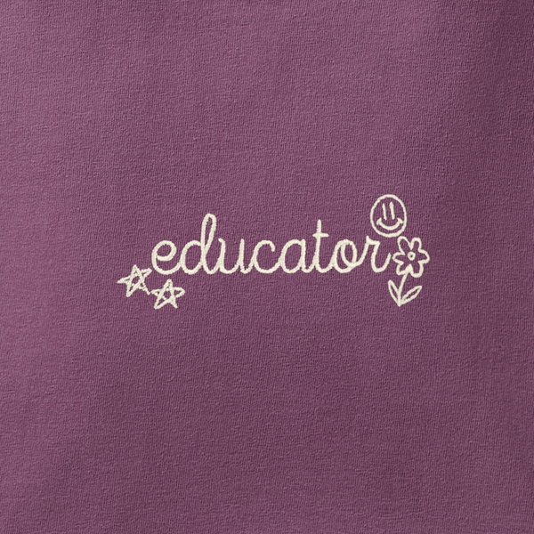 Educator Embroidered on Berry Tee PREORDER