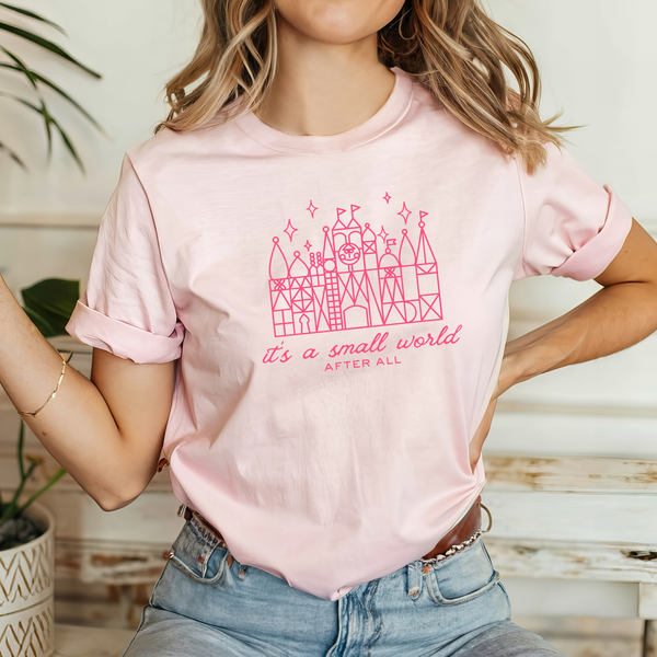 It's a Small World After All on Soft Pink Tee - May Tee of the Month