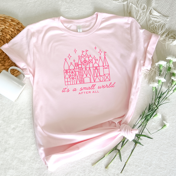 It's a Small World After All on Soft Pink Tee - May Tee of the Month