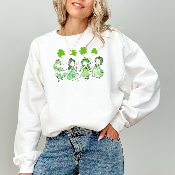 Lucky Princesses on White Sweatshirt (FAMILY MATCHING AVAILABLE) PREORDER