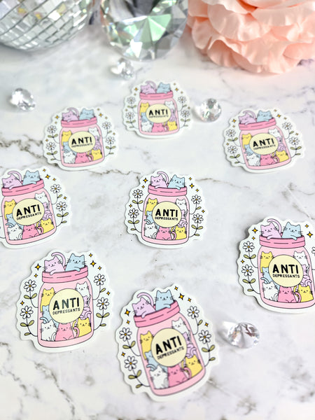 Anti-Depressant Cats in a Jar Sticker