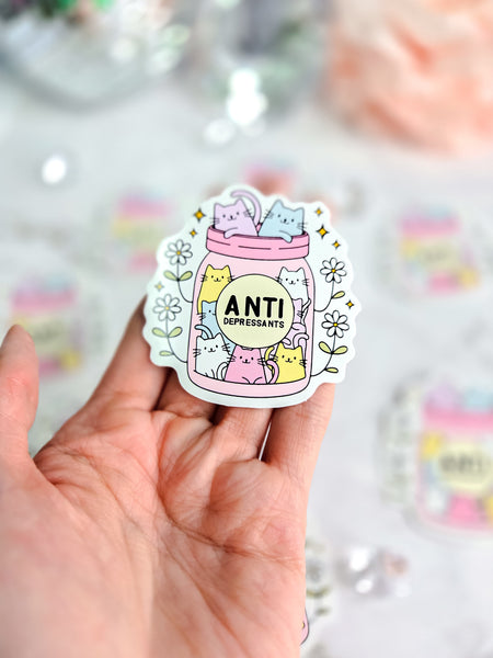 Anti-Depressant Cats in a Jar Sticker