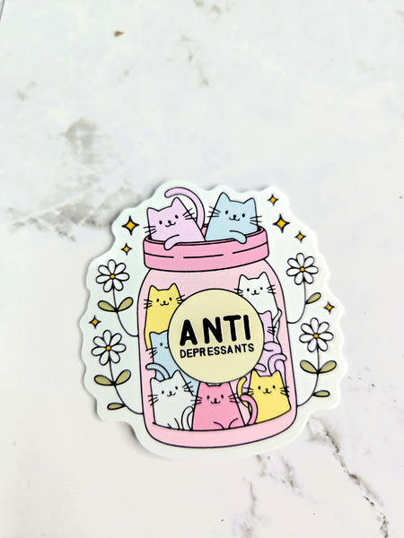 Anti-Depressant Cats in a Jar Sticker