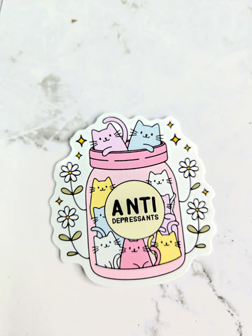 Anti-Depressant Cats in a Jar Sticker