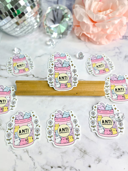 Anti-Depressant Cats in a Jar Sticker