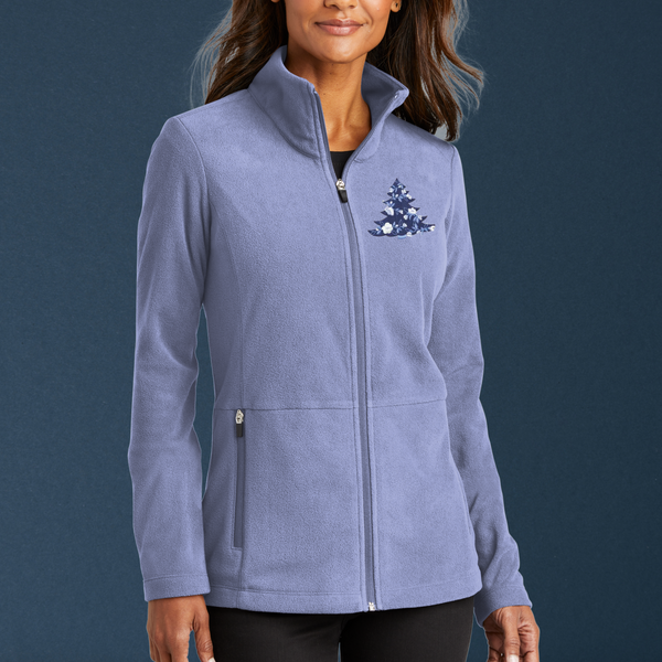 Chinoiserie Tree on Winter Sky Blue Women's Microfleece Jacket