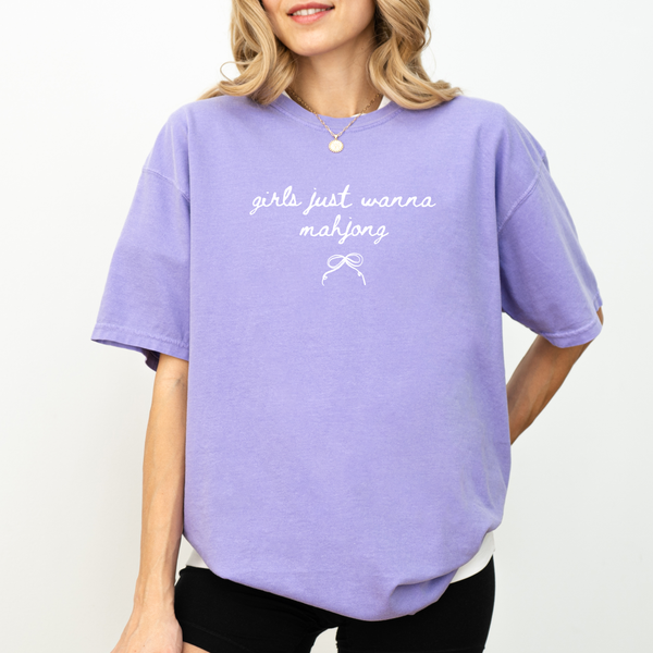 Girls Just Wanna Mahjong on Violet Tank/Tee PREORDER