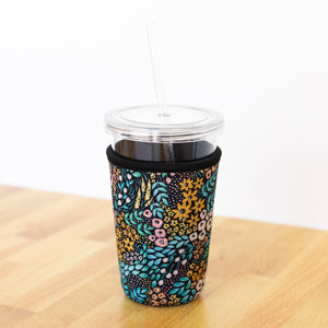 Black Floral Iced Coffee Sleeve