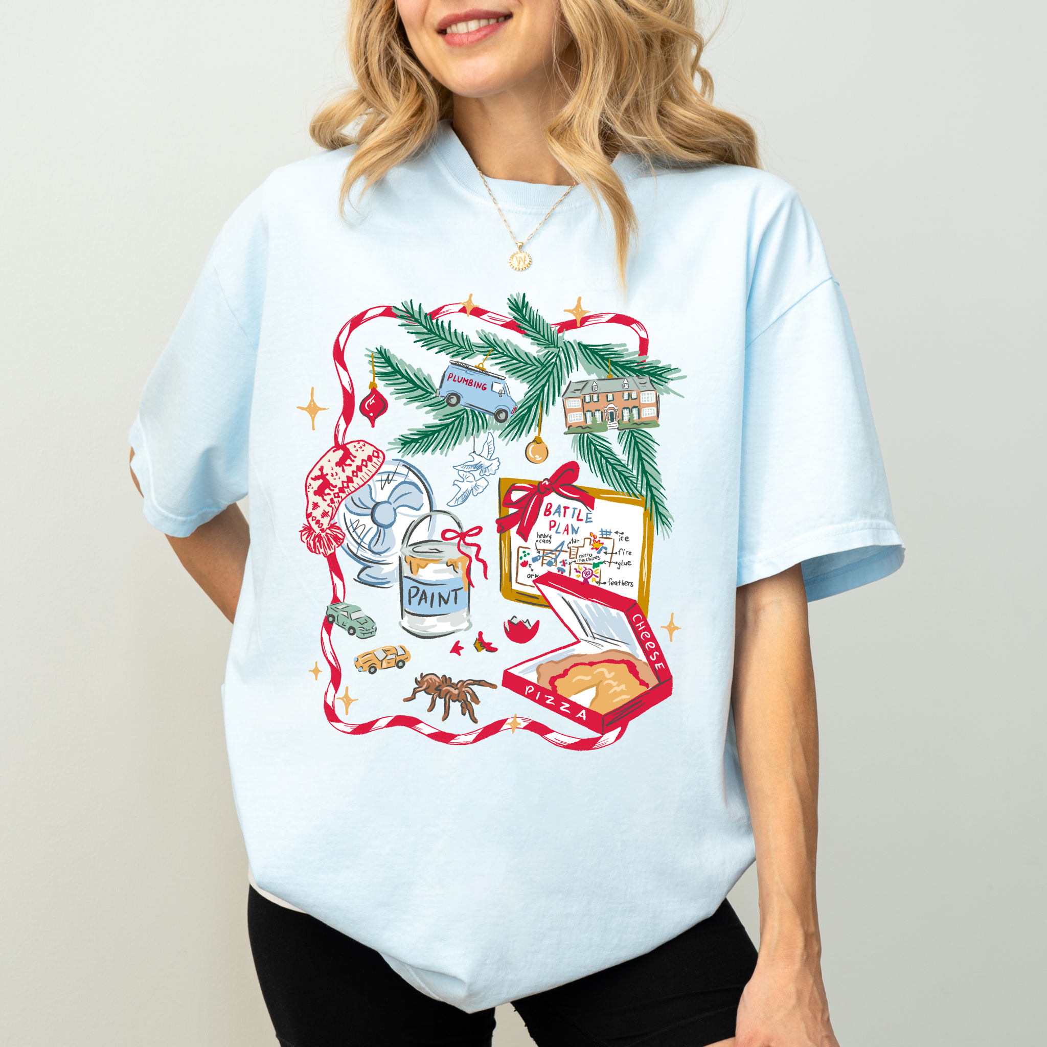 Home Alone on Chambray Tee PREORDER