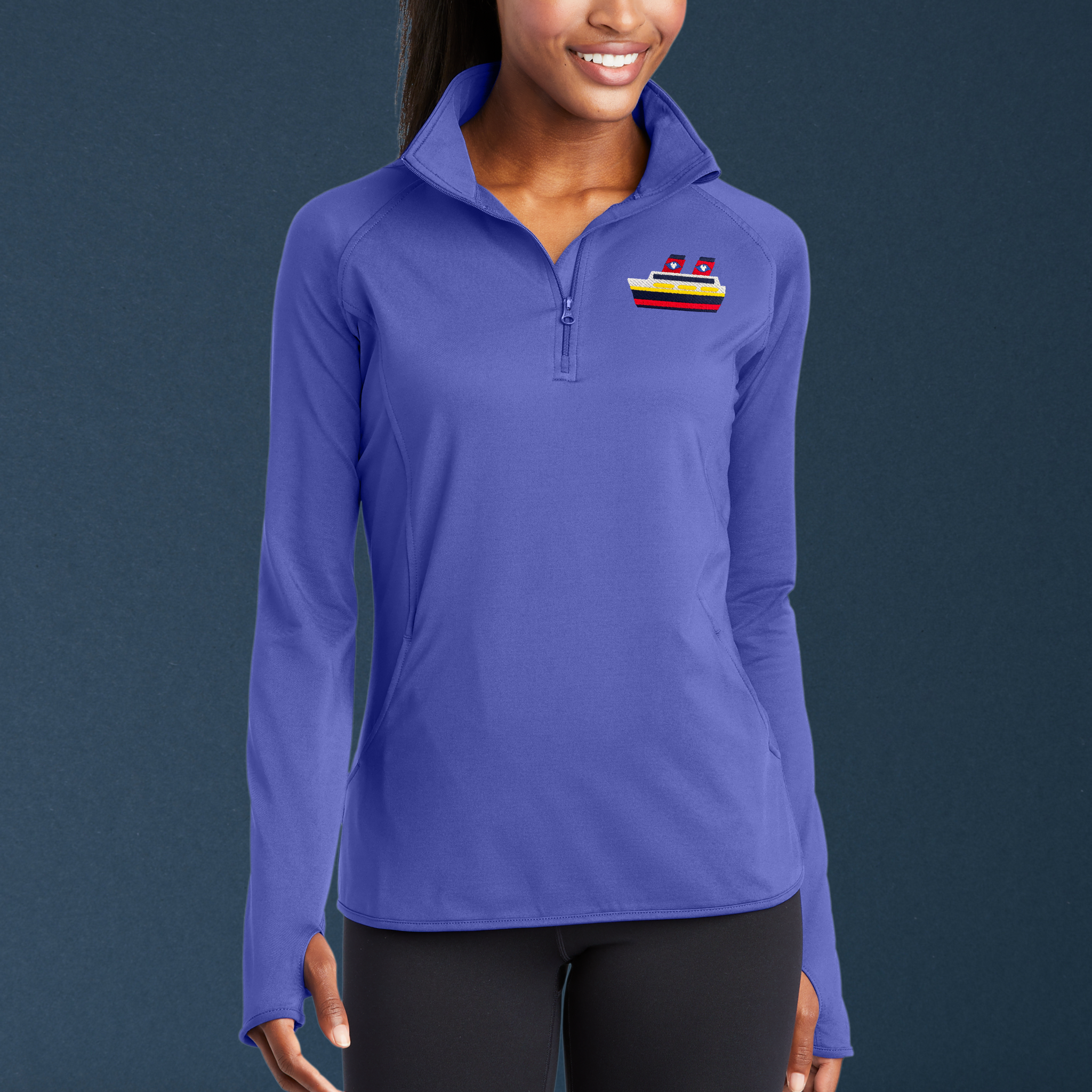 Ladies Sporty Quarter Zip Magical Cruise on Iris Pullover