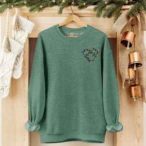 Christmas Mouse Lights on Heather Green Sweatshirt PREORDER