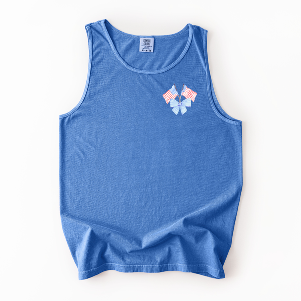 Preppy Flags 4th of July on Flo Blue Tank/Tee (Youth Sizes Available!) PREORDER