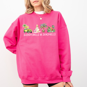 Sleigh Bells and Seashells on Heliconia Sweatshirt PREORDER