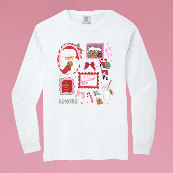 Girly Christmas on White Tee PREORDER