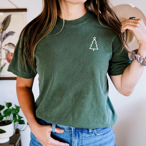 Minimalist Christmas Tree on Hemp Comfort Colors Tee