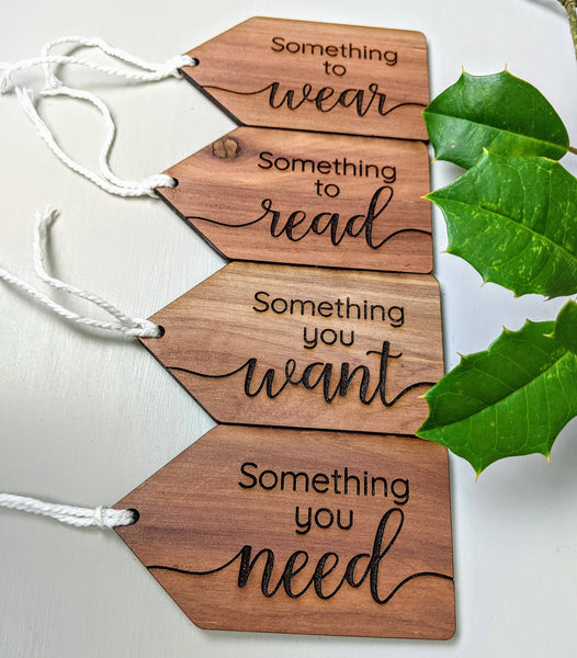 Want, Need, Wear, Read Gift Tags - Set of 4 (BLACK FRIDAY EXCLUSIVE)