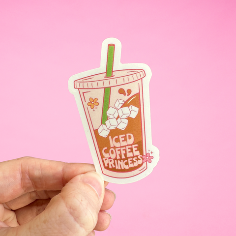 Iced Coffee Princess Waterproof Sticker