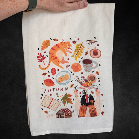 Autumn Romanticized Oversized 28"x28" Flour Sack Towel