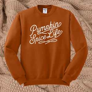 Pumpkin Spice Life on Brown-Orange Sweatshirt PREORDER