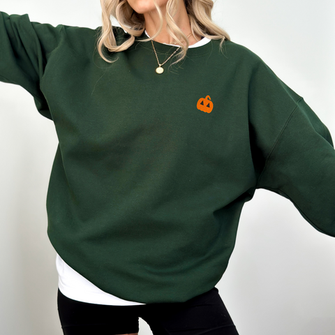 Jack-O-Lantern Embroidered Sweatshirt PREORDER - Choose Your Garment!
