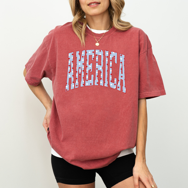 America on Crimson Tank/Tee (Youth Sizes Available!) PREORDER
