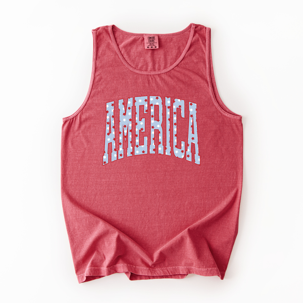 America on Crimson Tank/Tee (Youth Sizes Available!) PREORDER