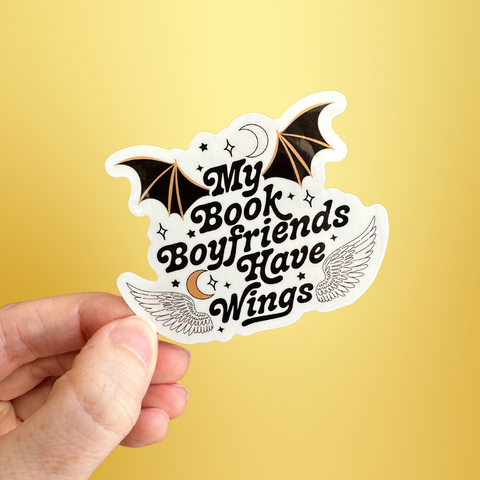 My Book Boyfriends Have Wings Waterproof Sticker