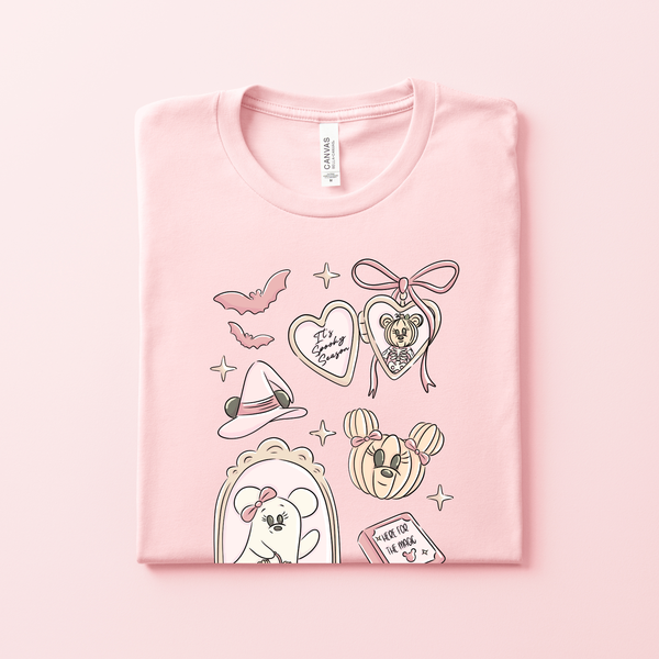 Spooky Season Magical Doodles on Soft Pink Tee PREORDER